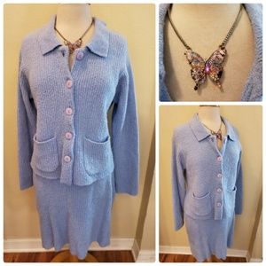 Moda Spiegel Light Blue Sweater Skirt Set